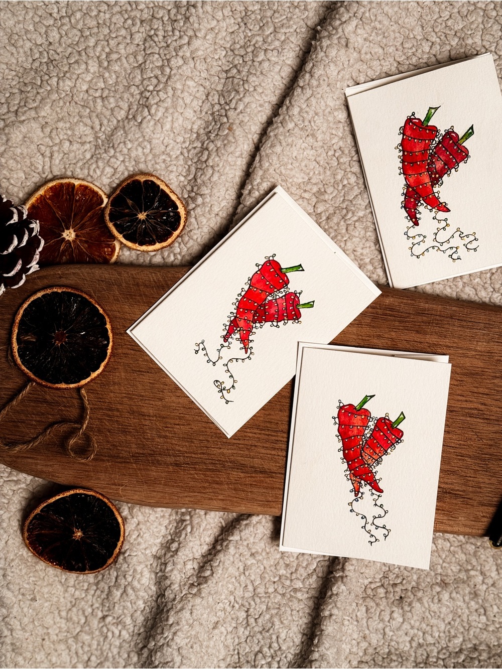 Christmas Red Chili Pepper Greeting Cards